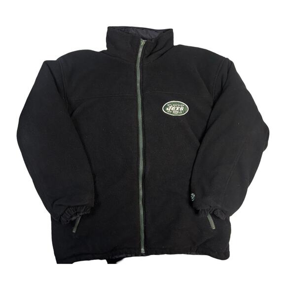 New york jets puffer jacket reversible fleece 90s vintage sz L - Picture 3 of 4